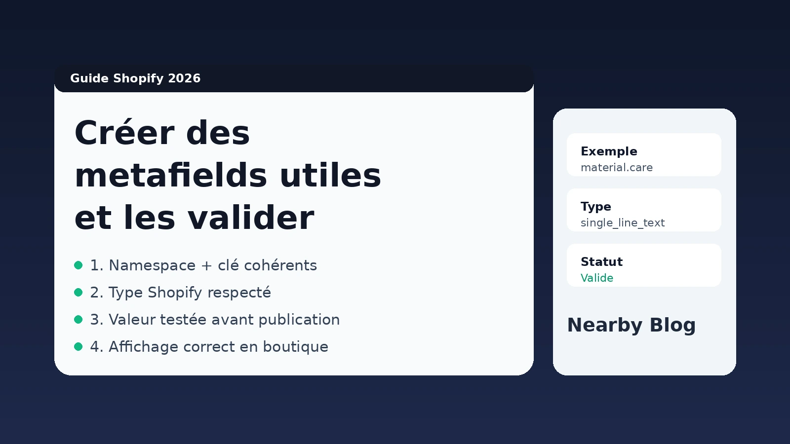 Checklist to create and validate Shopify metafields
