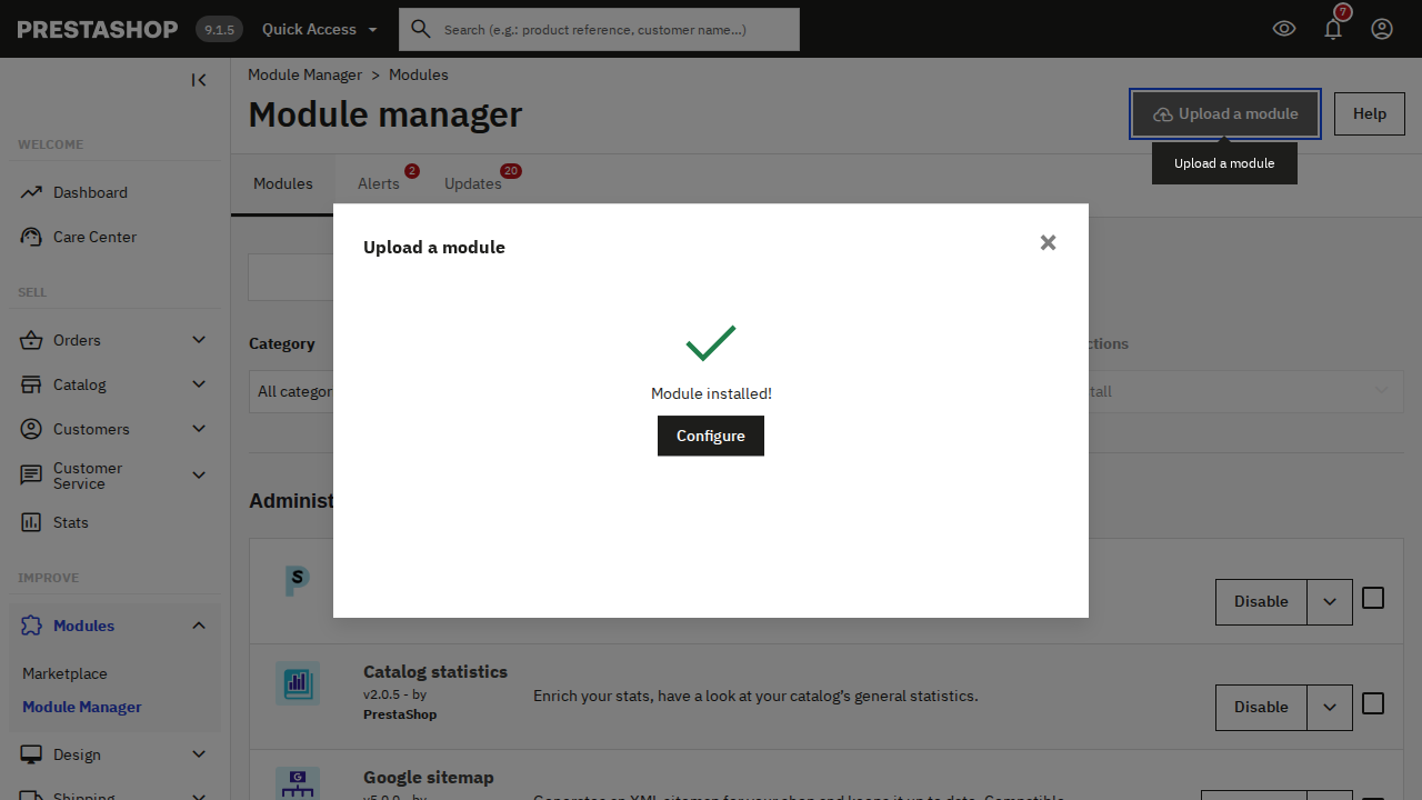 L'installation se fait automatiquement en quelques secondes. Ensuite cliquez sur « Configure ».